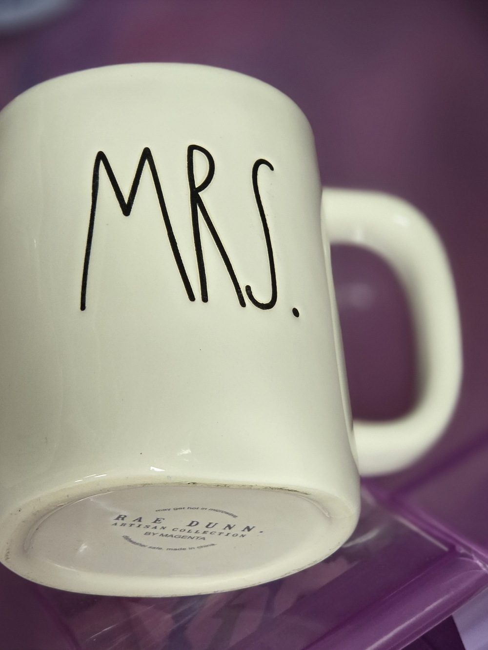 Rae Dunn White 'MRS.' Ceramic Mug with Black Script